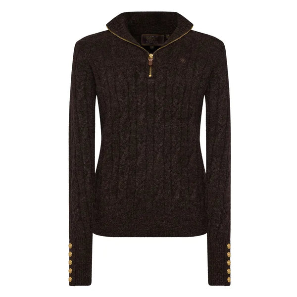 Holland Cooper Bridget Quarter Zip Knit - Chocolate