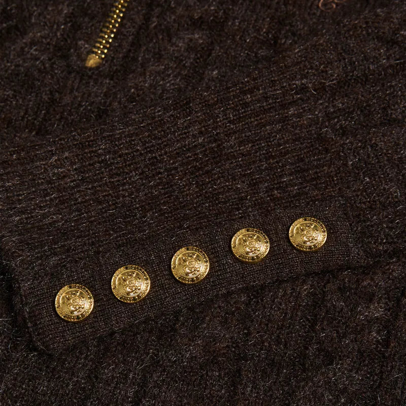 Holland Cooper Bridget Quarter Zip Knit - Chocolate