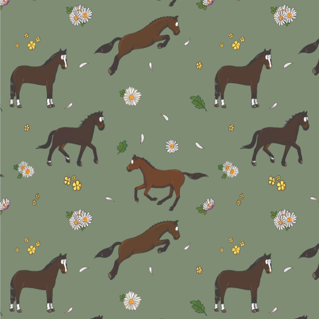 Emily Cole Bay Horse & Daisies Tea Towel