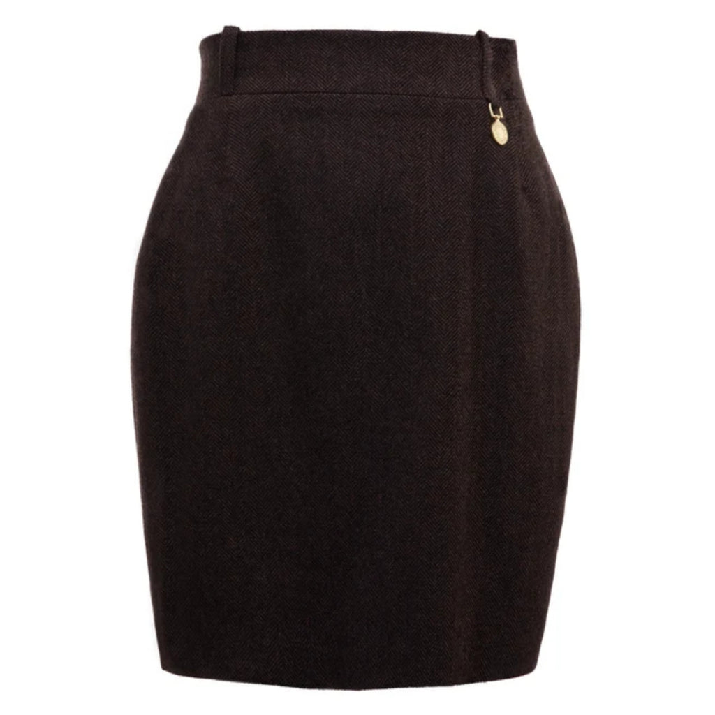 Holland Cooper Ladies Regency Skirt - Chocolate Herringbone
