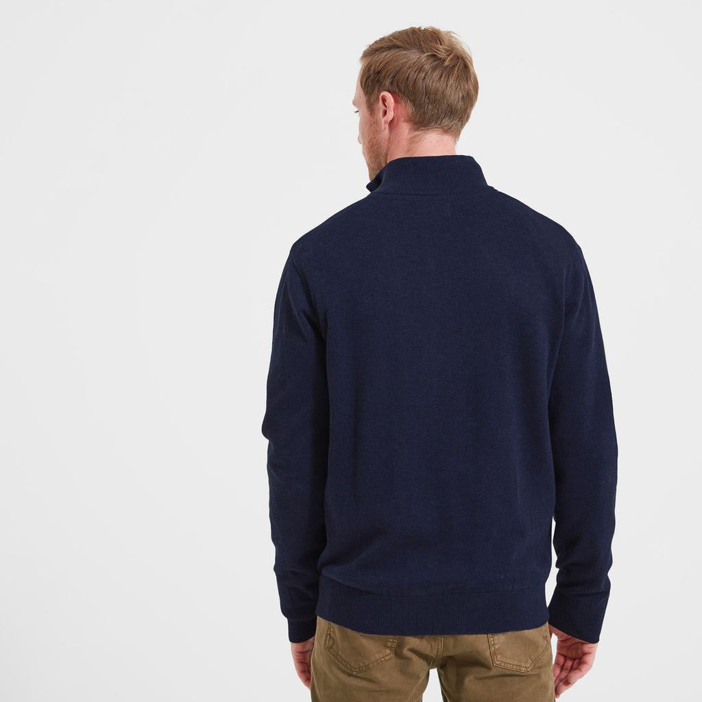Schoffel Mens Porthmeor Pima Cotton 1/4 Zip Sweater - Navy