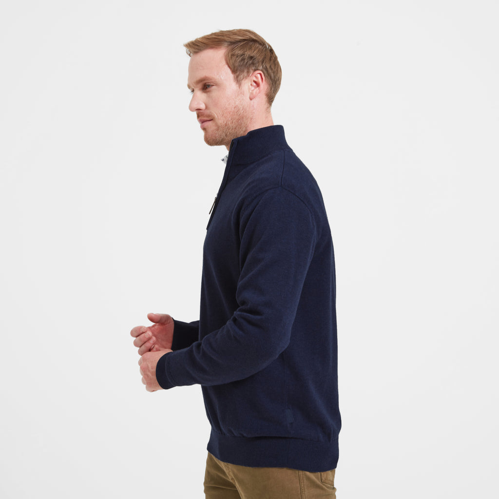 Schoffel Mens Porthmeor Pima Cotton 1/4 Zip Sweater - Navy