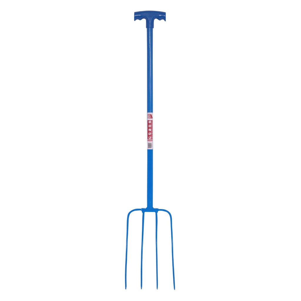 Red Gorilla 4-Prong T-Handle Manure Fork - Blue
