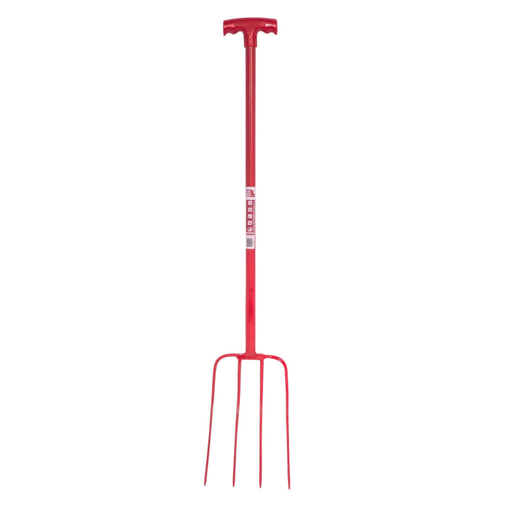 Red Gorilla 4-Prong T-Handle Manure Fork - Red