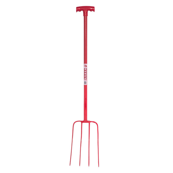Red Gorilla 4-Prong T-Handle Manure Fork - Red