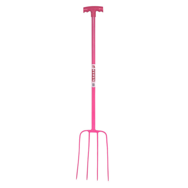 Red Gorilla 4-Prong T-Handle Manure Fork - Pink