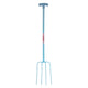 Red Gorilla 4-Prong T-Handle Manure Fork - Sky Blue