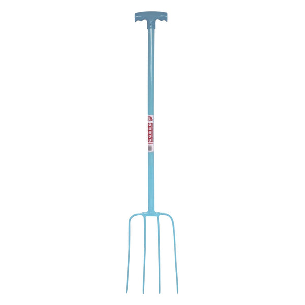 Red Gorilla 4-Prong T-Handle Manure Fork - Sky Blue
