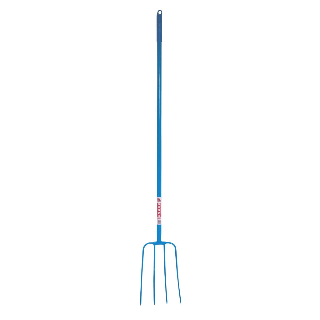 Red Gorilla 4-Prong Long Handle Manure Fork - Blue