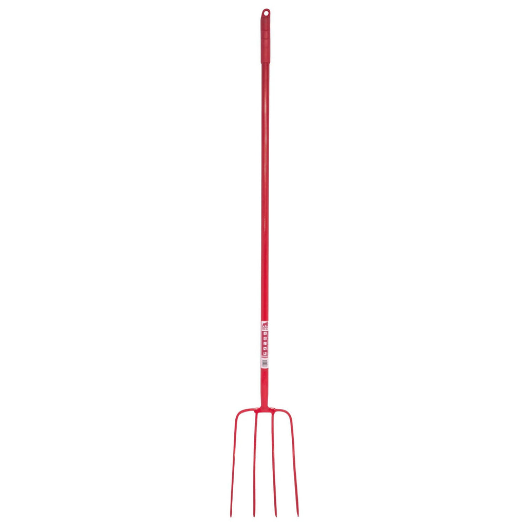Red Gorilla 4-Prong Long Handle Manure Fork - Red