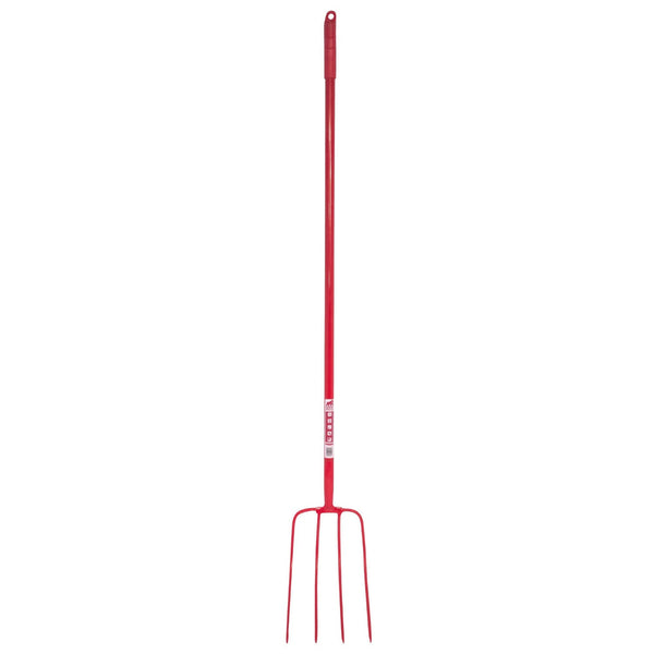 Red Gorilla 4-Prong Long Handle Manure Fork - Red