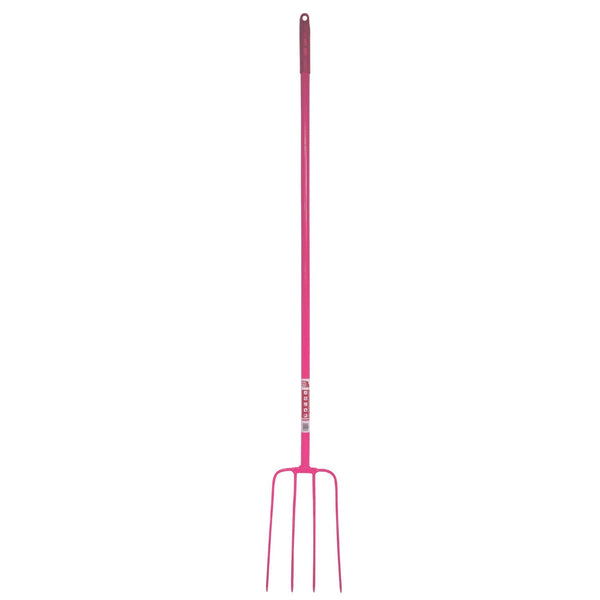 Red Gorilla 4-Prong Long Handle Manure Fork - Pink