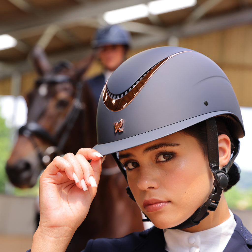 Karben Elisa Ellipse Riding Hat - Navy/Rose Gold
