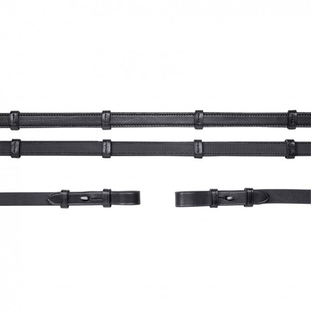 Schockemohle Half Rubber Reins - Black/Silver