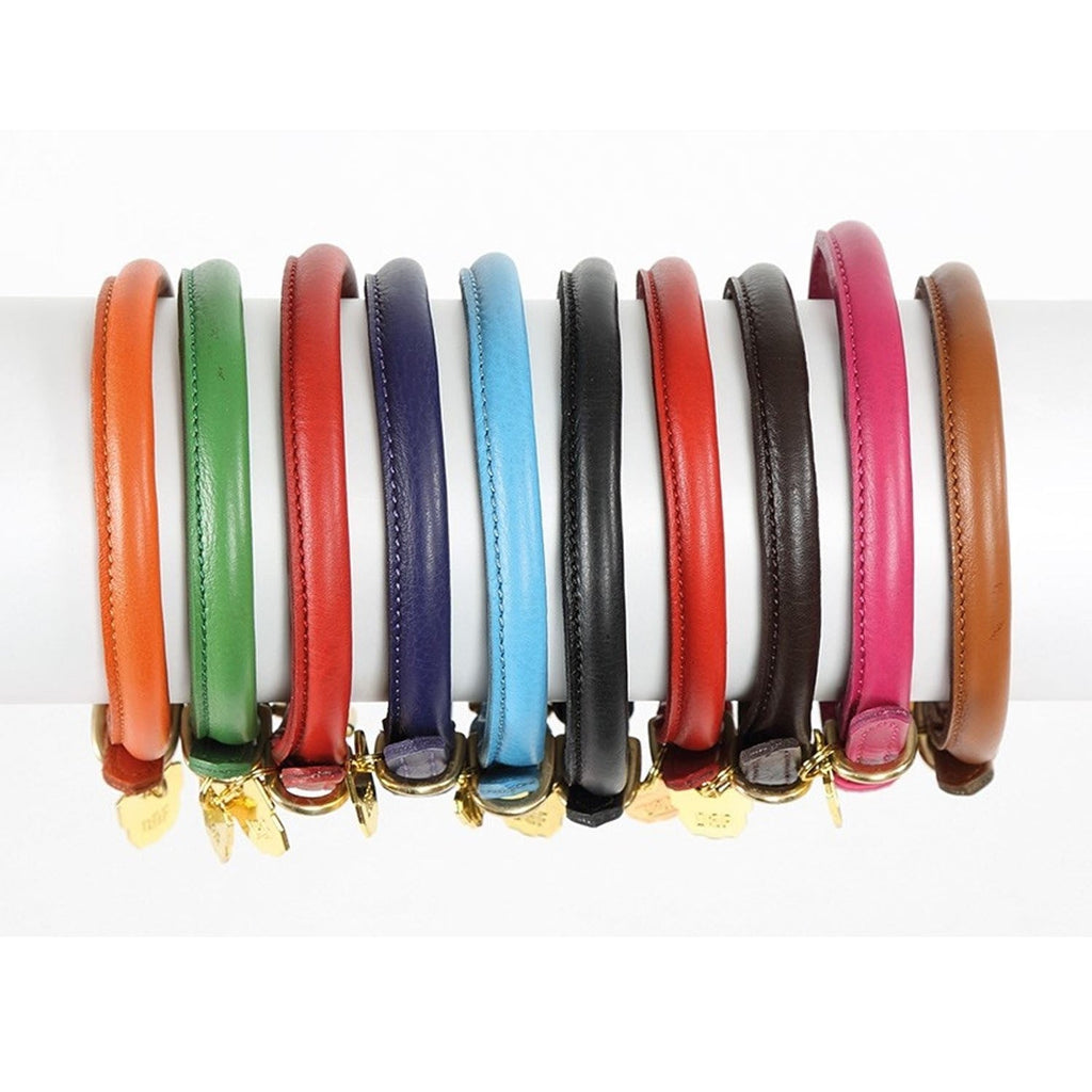 Digby and Fox Rolled Leather Dog Collar - Pink