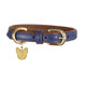 Digby and Fox Padded Leather Dog Collar -Navy