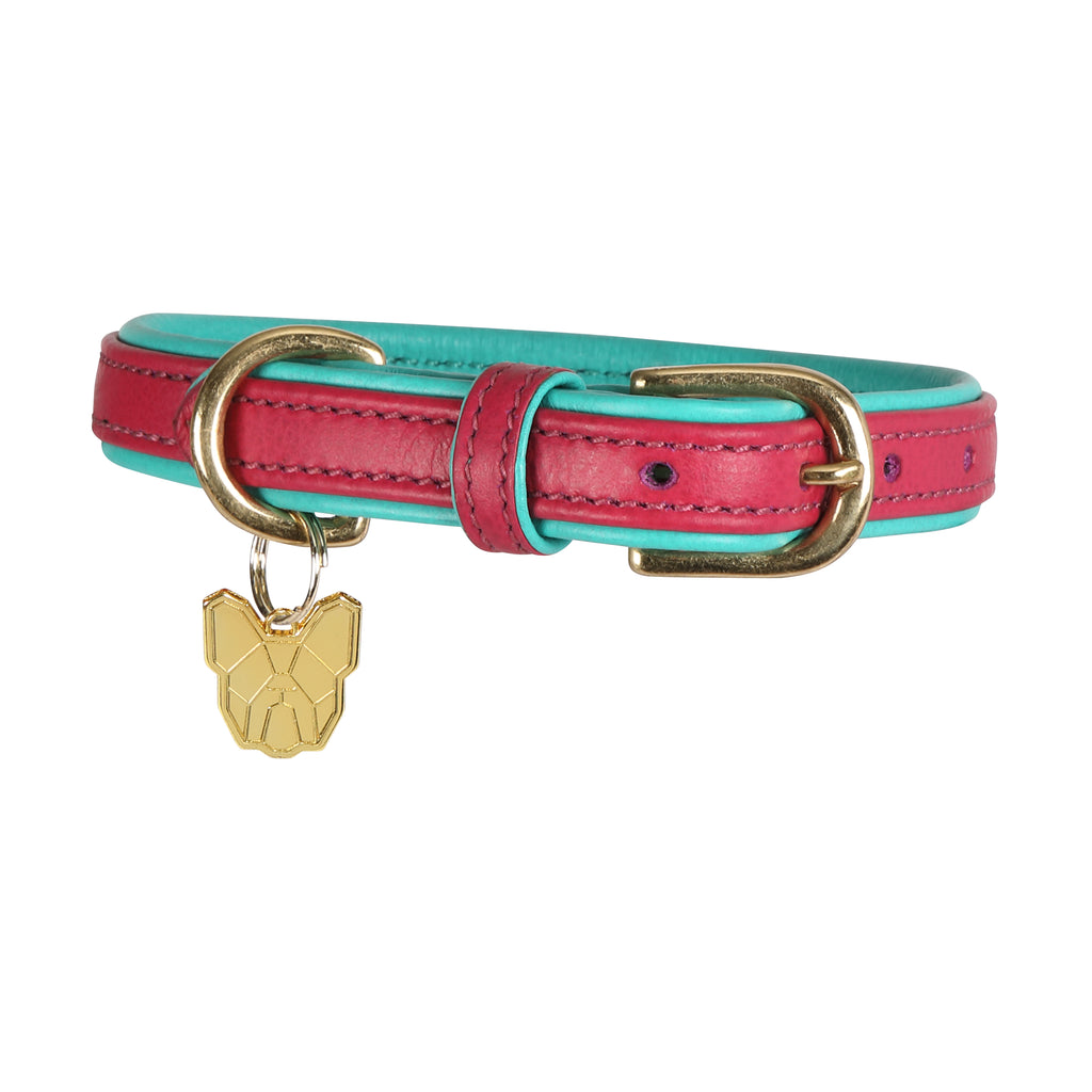 Digby and Fox Padded Leather Dog Collar - Pink
