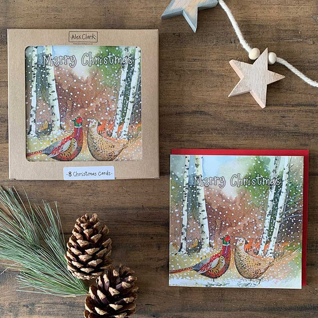 Alex Clark Christmas Pheasants Cards - Box of 8