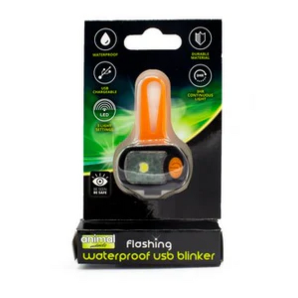 Animal Instincts Flashing Safety Waterproof USB Blinker - Orange