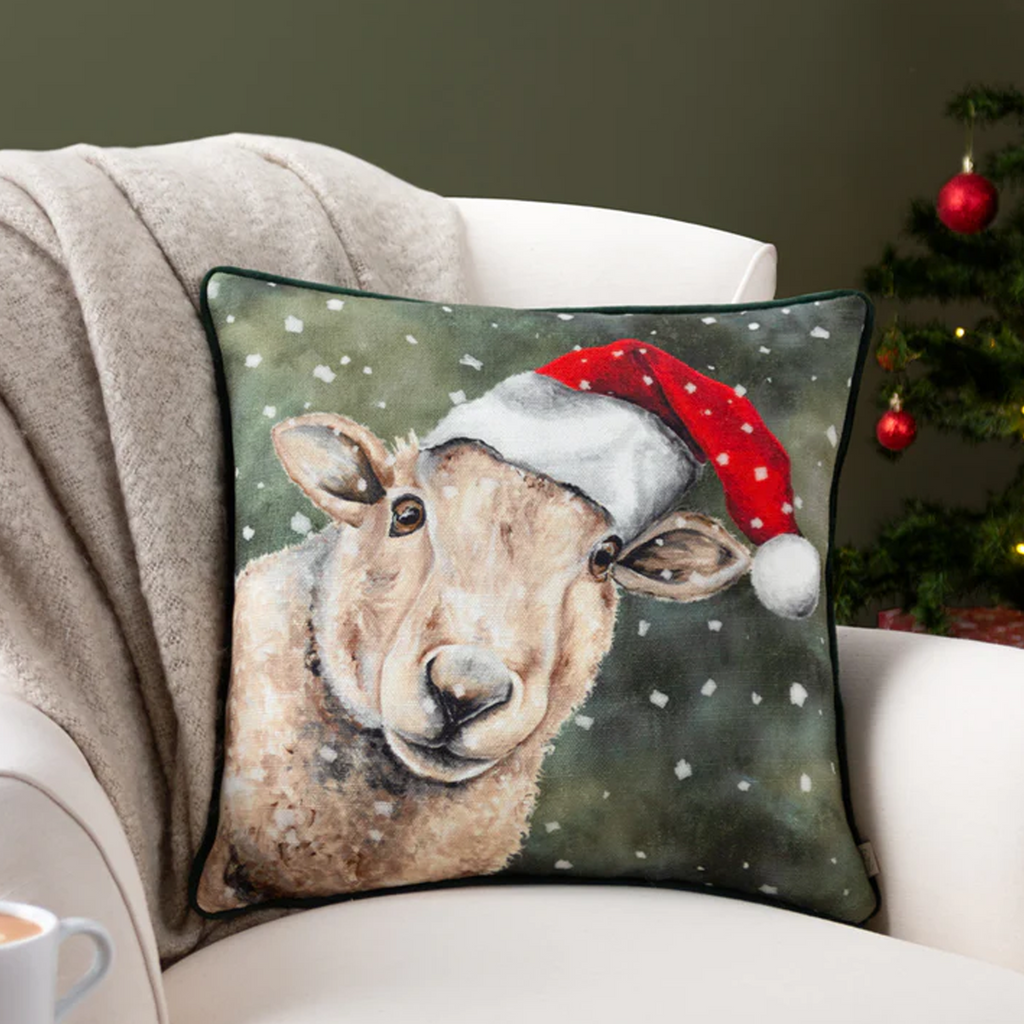 Evans Lichfield Christmas Sheep Cushion - Polyester