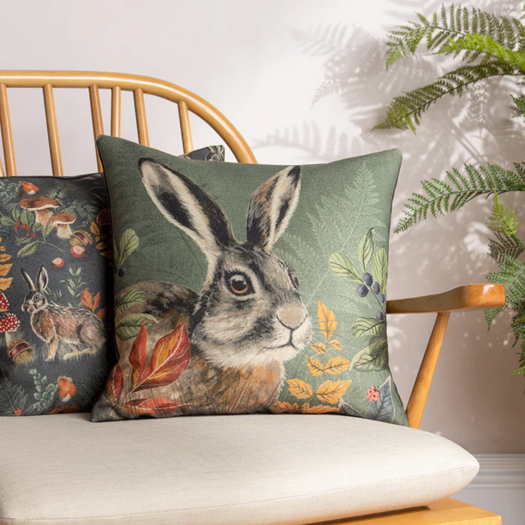 Evans Lichfield Forest Hare Cushion Grey - Feather Filled