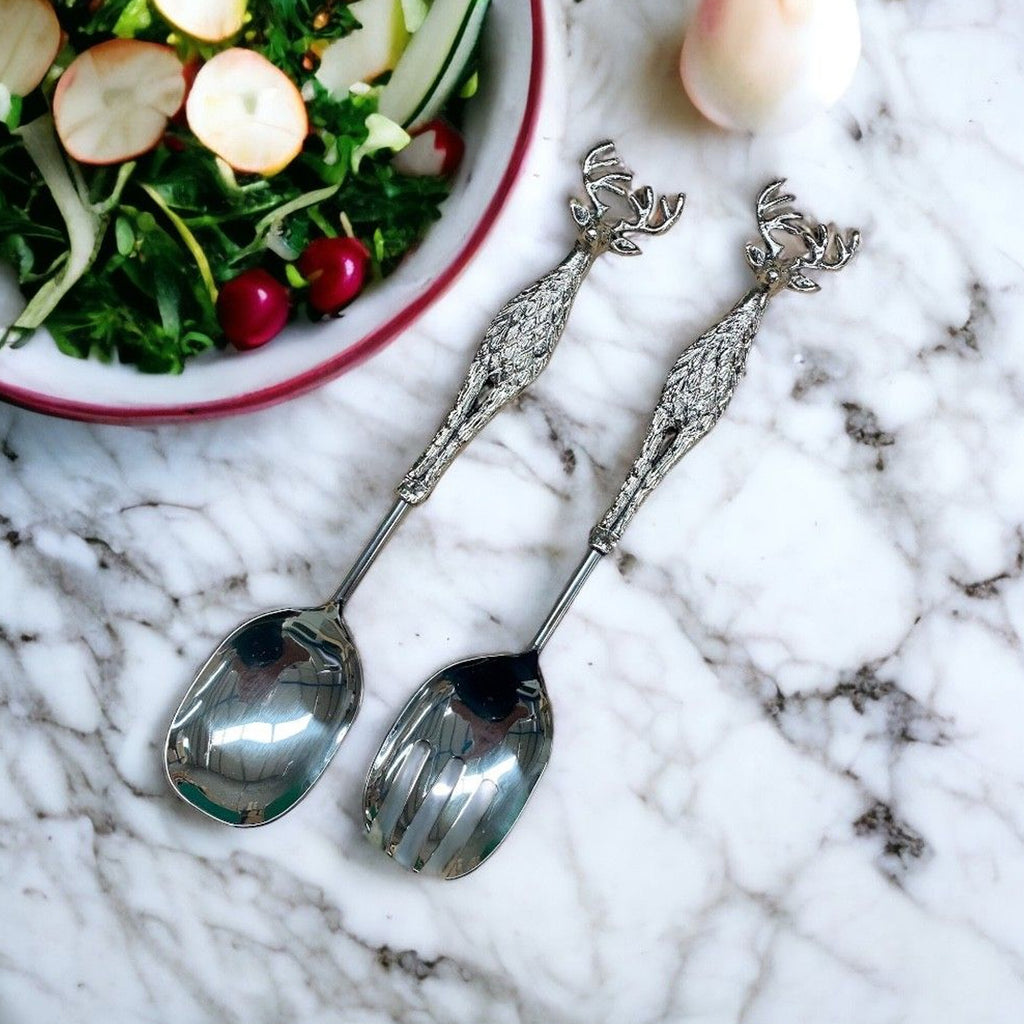 Orchid Designs Long Metal Stag Salad Servers