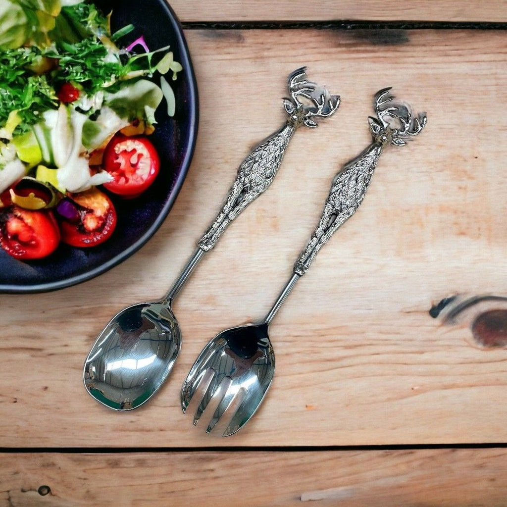 Orchid Designs Long Metal Stag Salad Servers