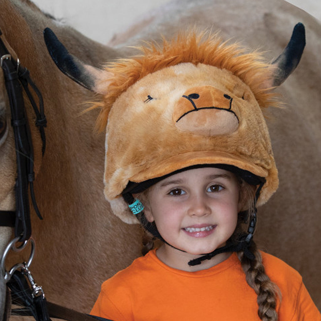 Equetech Heather Highland Cow Hat Silk - Brown