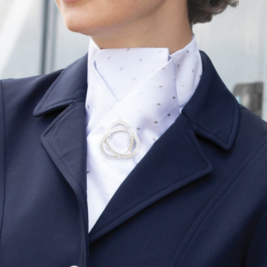 Equetech Ready-Tied Stock - White/Metallic Diamonds