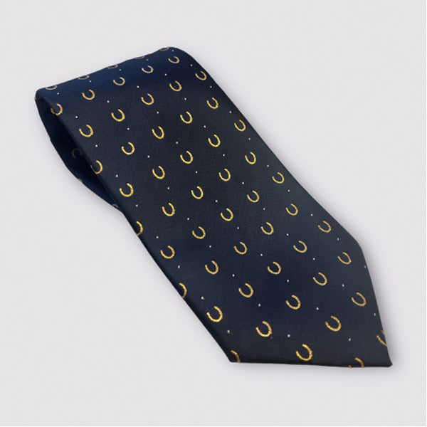 Equetech Adults Horseshoes Show Tie - Navy/Gold/White
