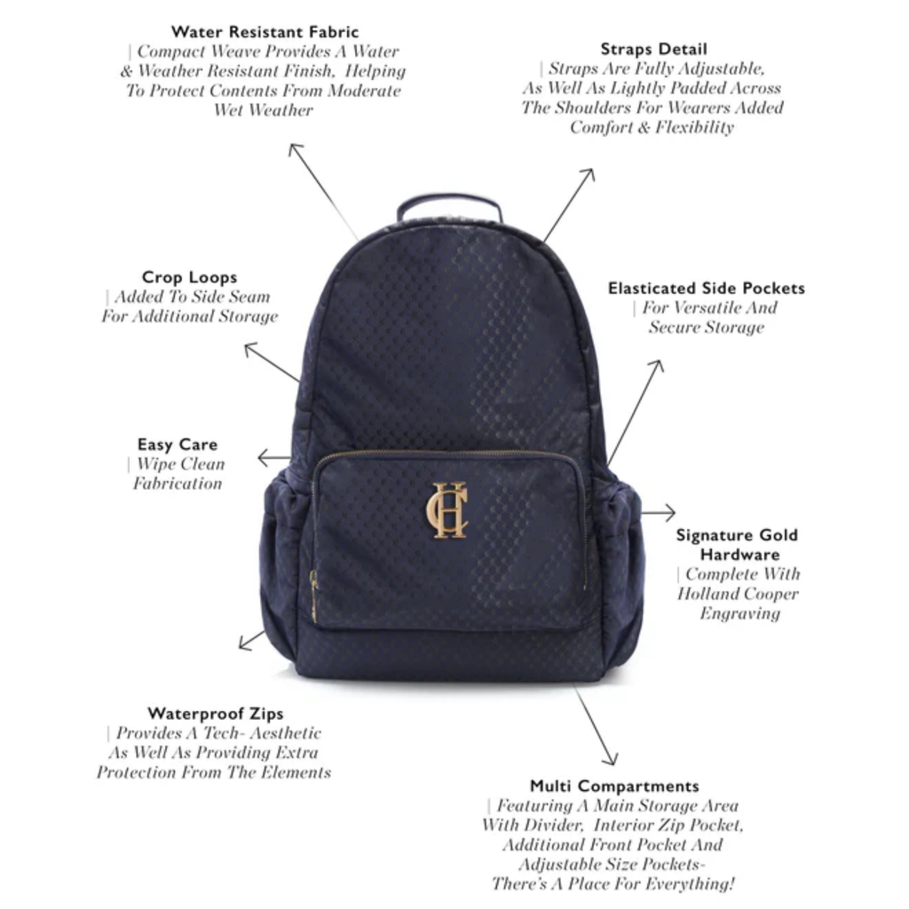 Holland Cooper Burghley Backpack - Navy Monogram