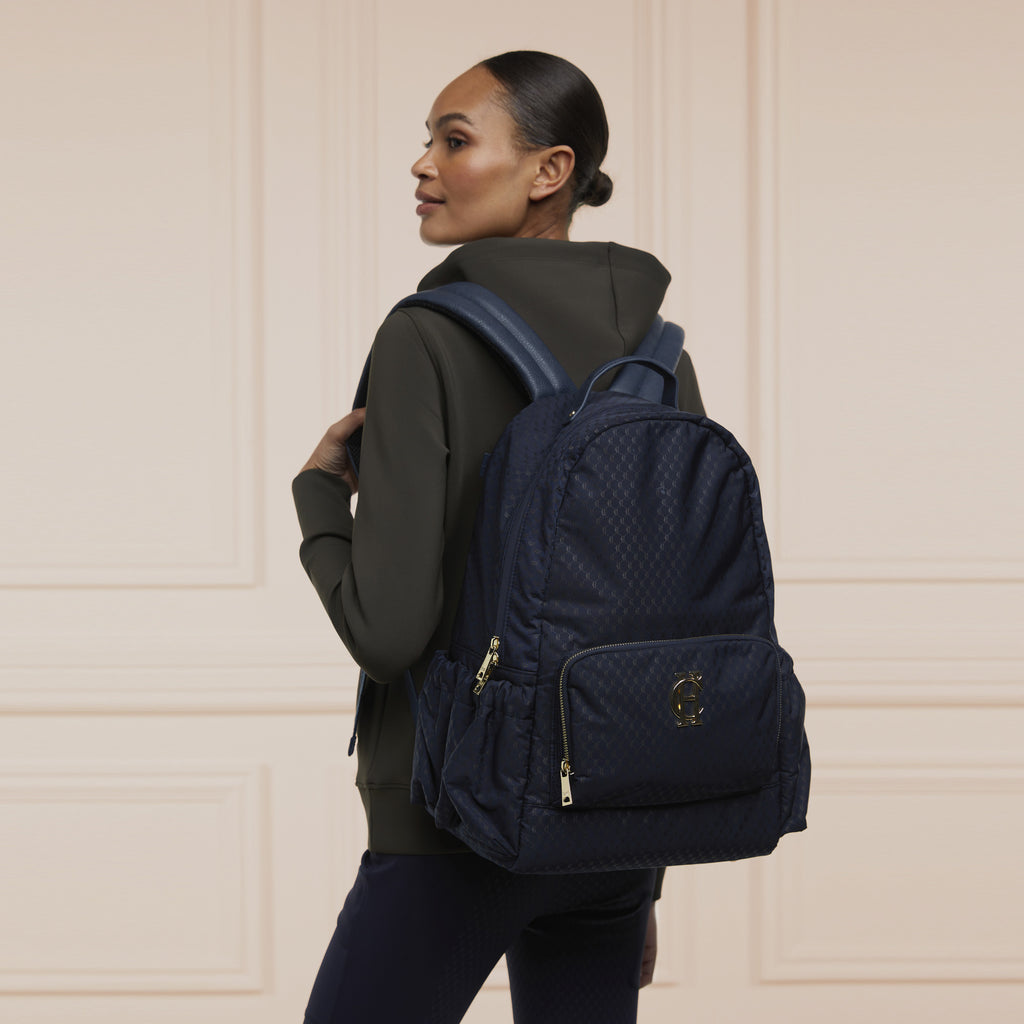 Holland Cooper Burghley Backpack - Navy Monogram