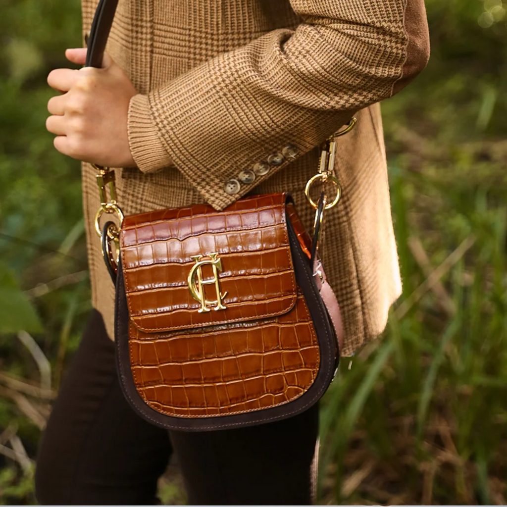 Holland Cooper Chelsea Saddle Bag - Tan Croc