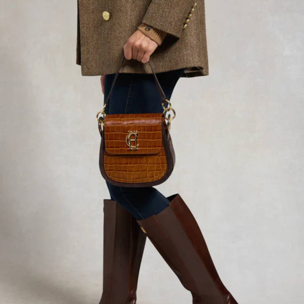 Holland Cooper Chelsea Saddle Bag - Tan Croc