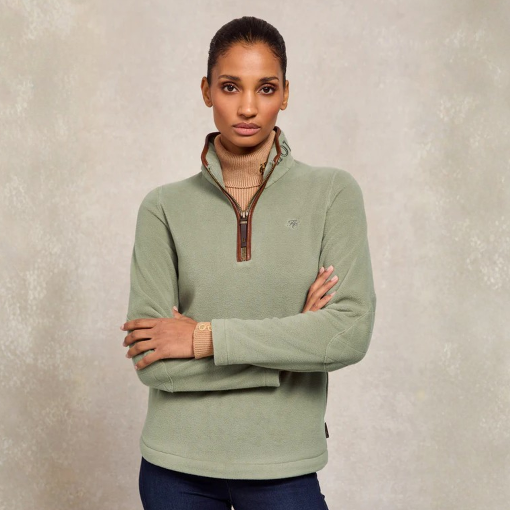 Holland Cooper Country Fleece Quarter Zip - Sage