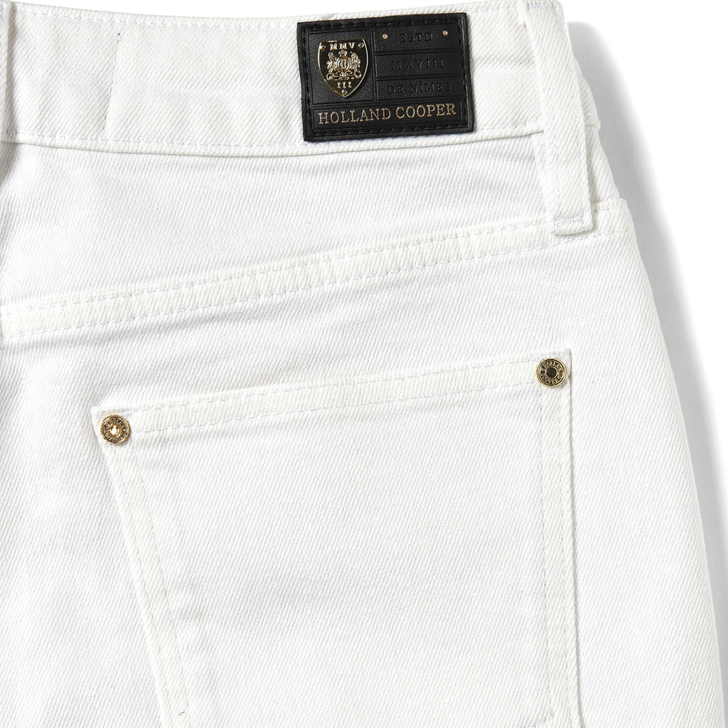 Holland Cooper High Rise Denim Shorts - Optic White