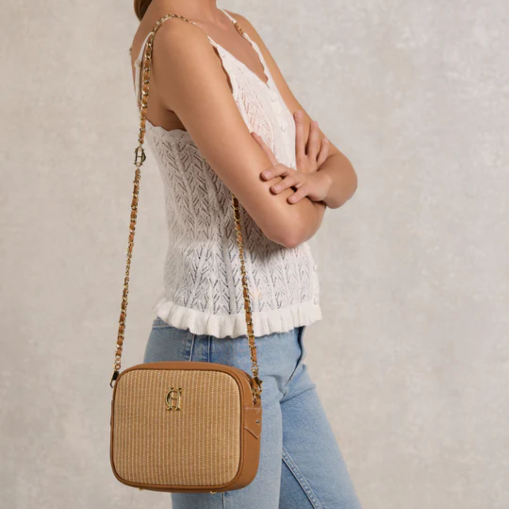 Holland Cooper Soho Camera Bag - Tan Raffia