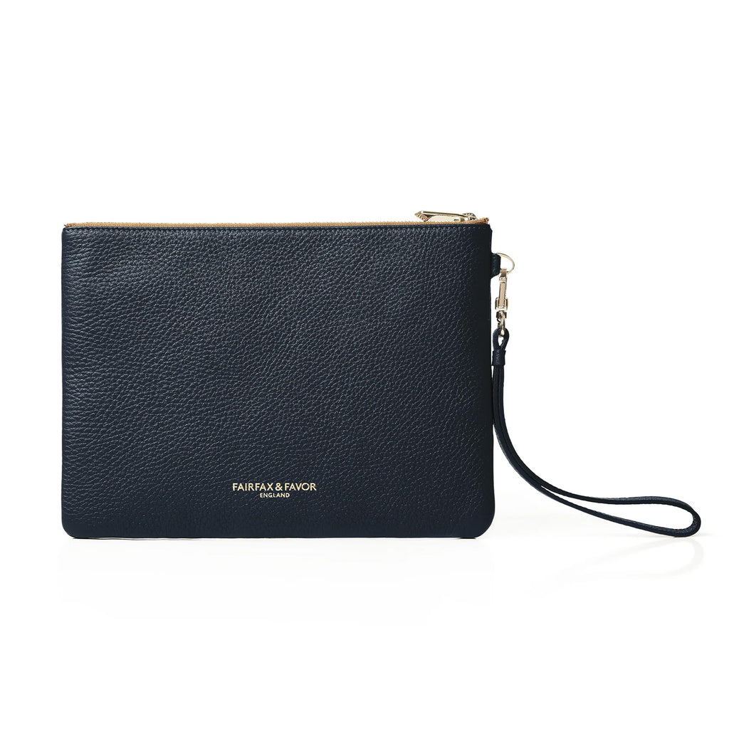Fairfax and Favor Highbury Clutch Bag - Tan/Navy Suede