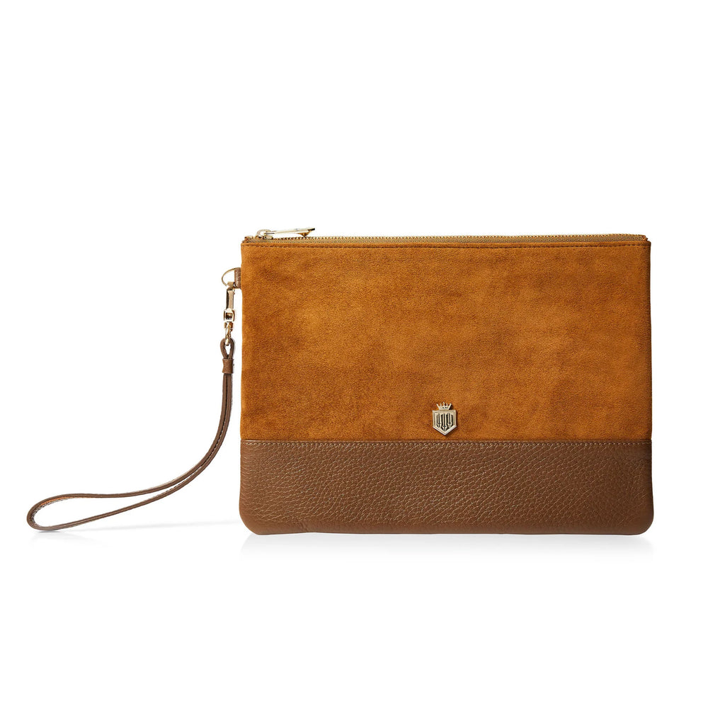 Fairfax and Favour Highbury Clutch Bag -Tan Suede