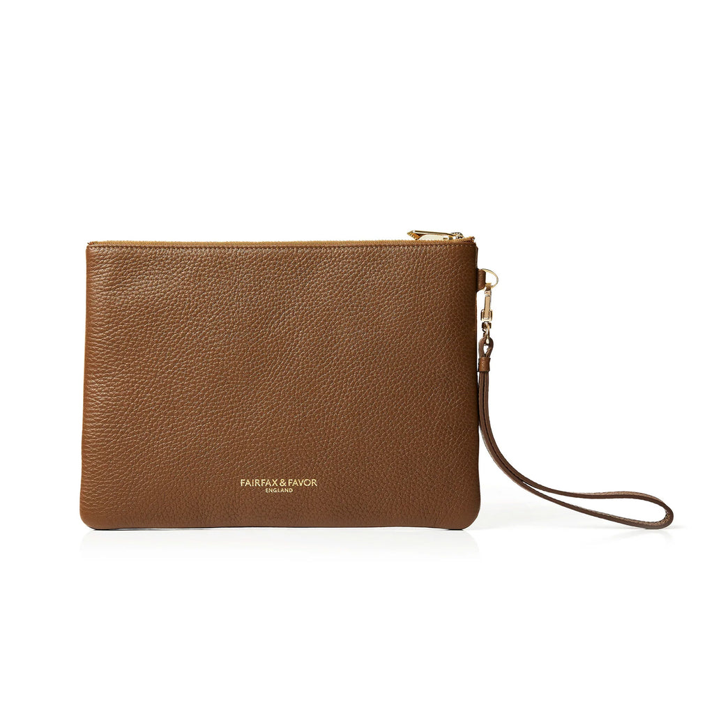 Fairfax and Favour Highbury Clutch Bag -Tan Suede