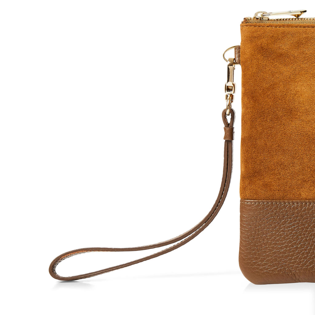 Fairfax and Favour Highbury Clutch Bag -Tan Suede