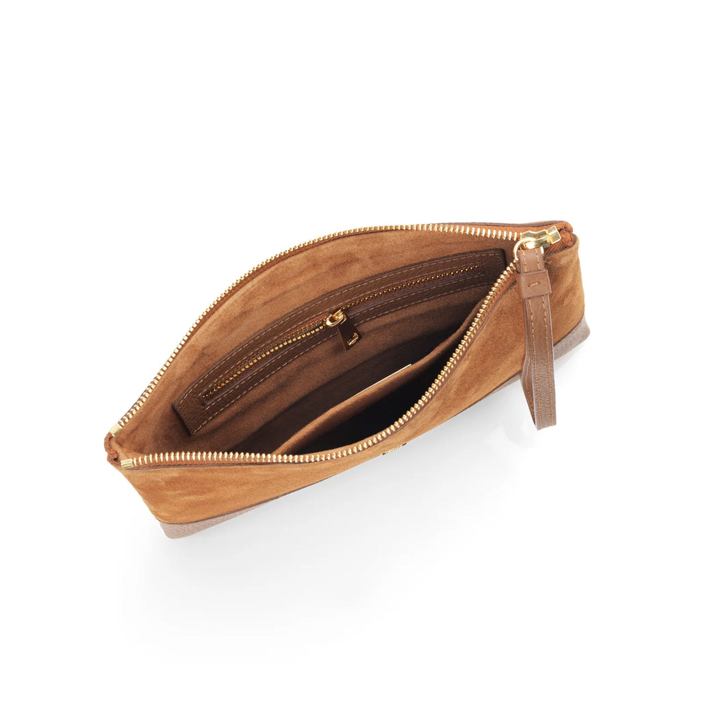 Fairfax and Favour Highbury Clutch Bag -Tan Suede