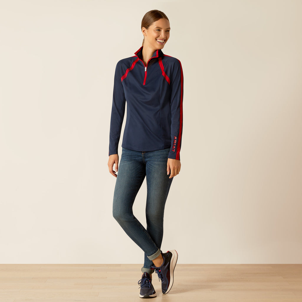 Ariat Ladies Sunstopper 3.0 Baselayer - Navy/Red