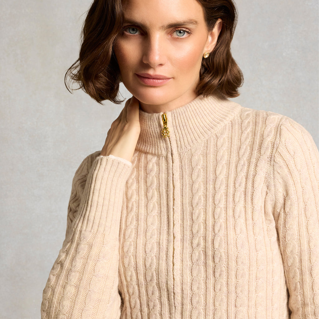 Holland Cooper Ladies Tacoma Zip Through Cardigan - Barley