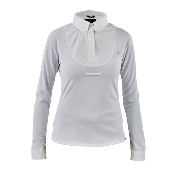 Aubrion Ladies Long Sleeve Tie Shirt - White