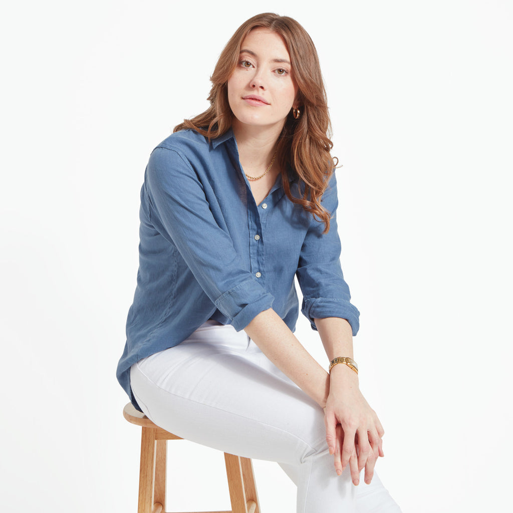 Schoffel Ladies Salthouse Linen Shirt - French Navy