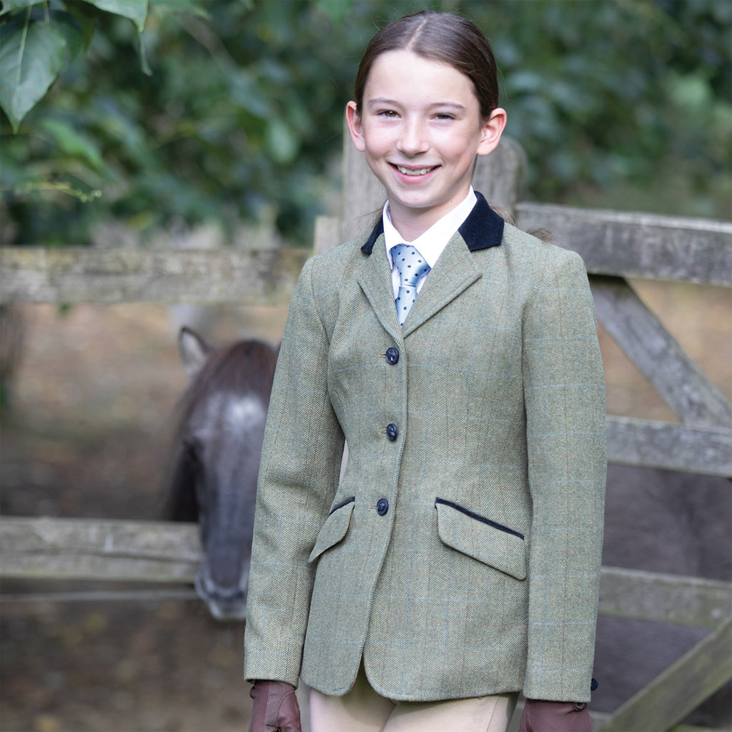 Equetech Junior Thornborough Deluxe Tweed Riding Jacket - Green