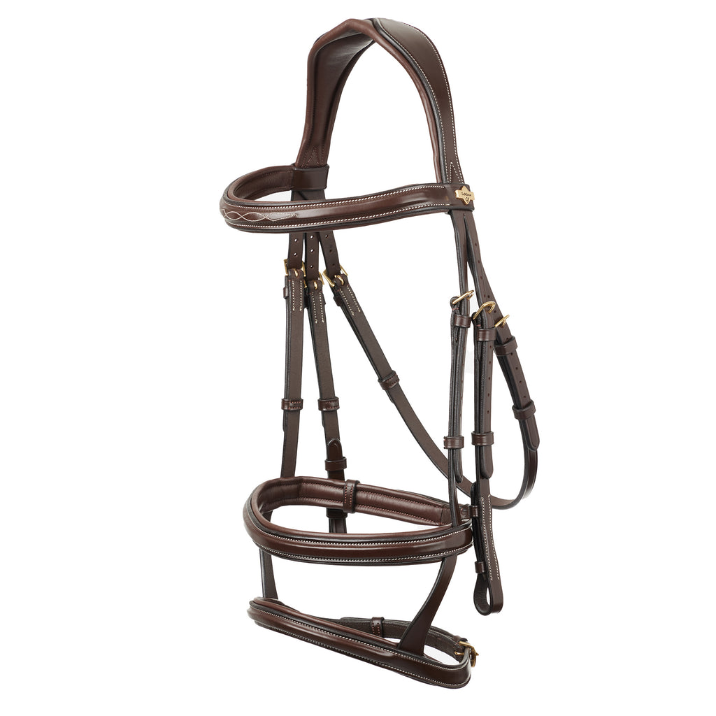 LeMieux Kudos Double Noseband Bridle - Havana/Brass