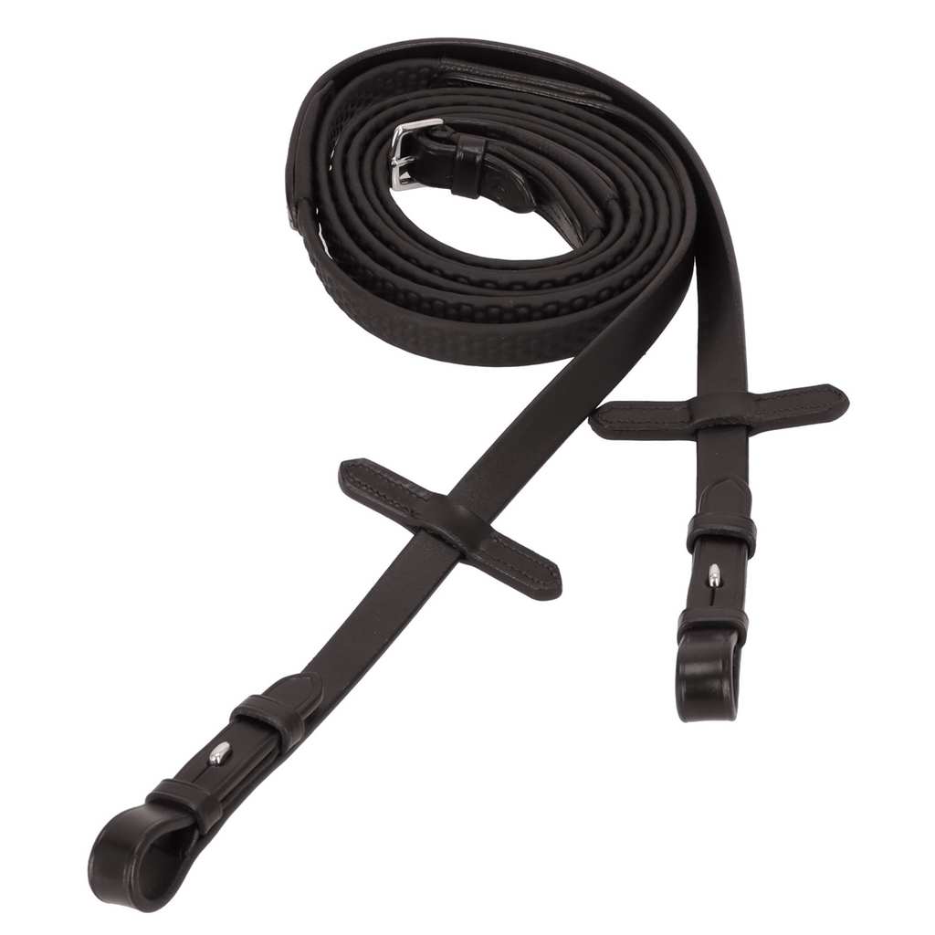 Schockemohle Soft Rubber Reins With Dots - Dark Brown/Silver