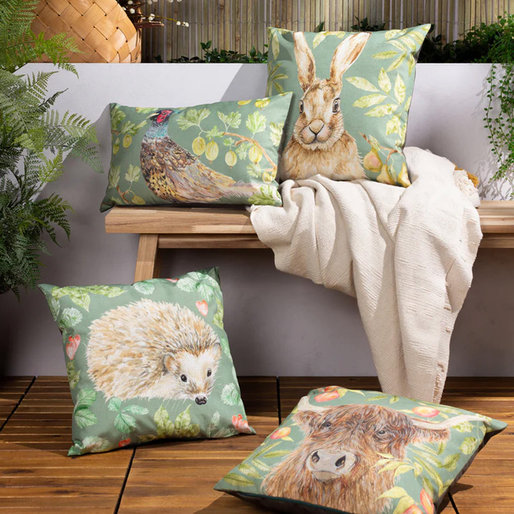 Evans Lichfield Grove Pheasant Outdoor Cushion - Olive